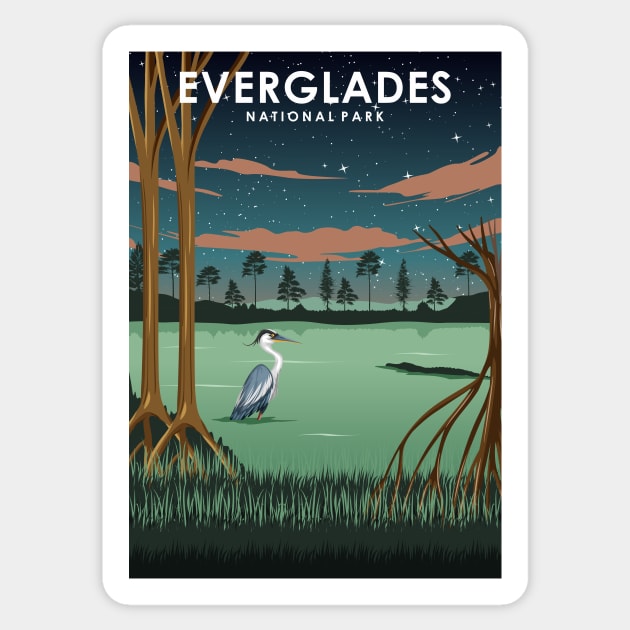 Everglades National Park Florida at Night Sticker by jornvanhezik